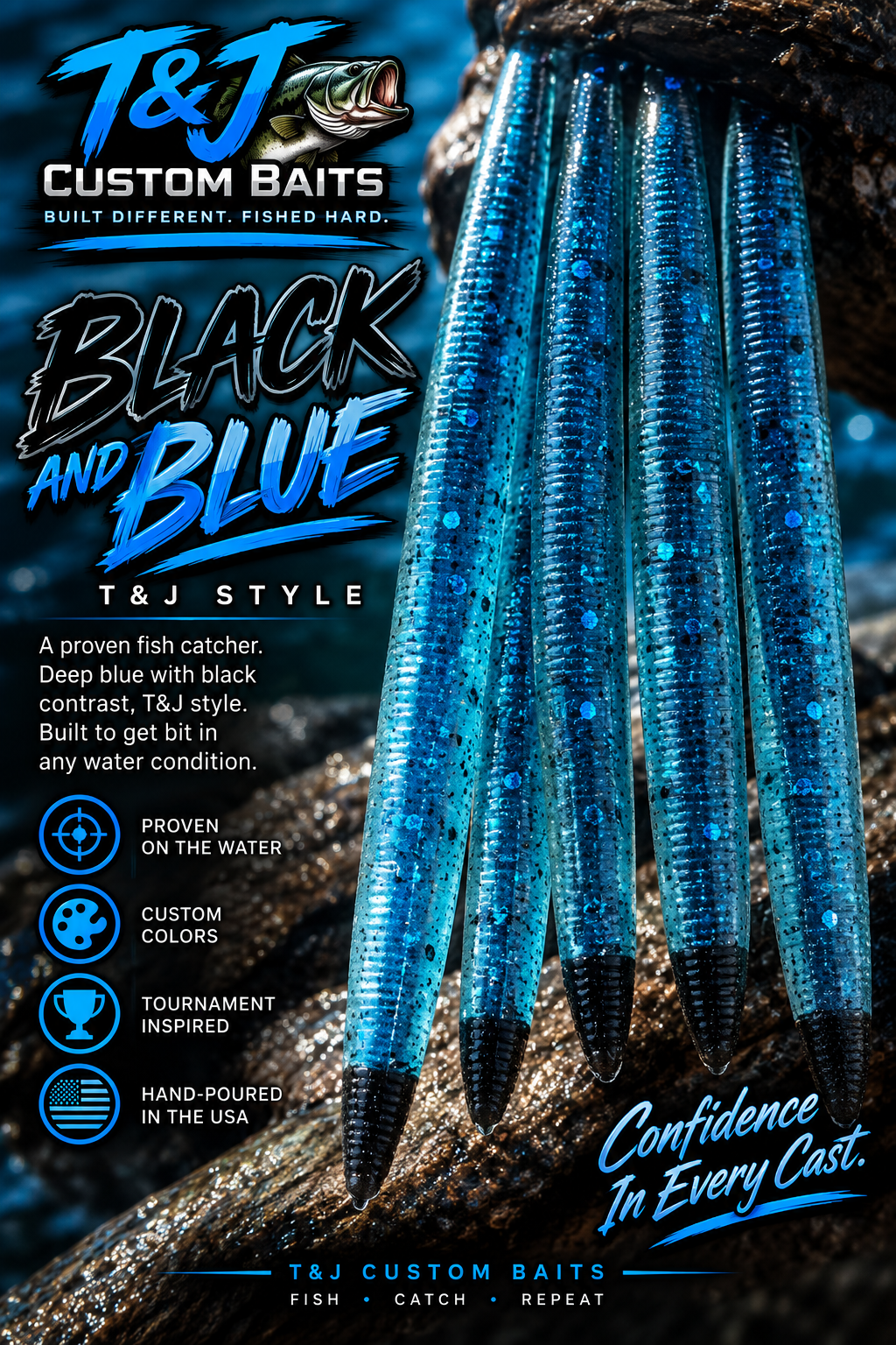 Core Shot Stick Bait - Black and Blue color